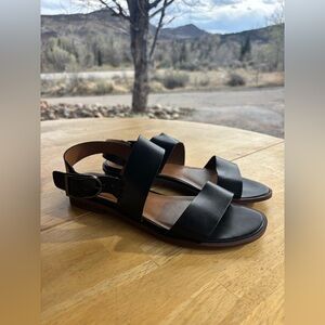 Franco Sarto Black Leather Double-Strap Buckle Sandals Size 8.5